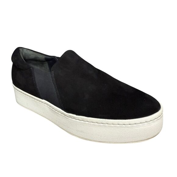 Vince Women’s 7.5 Warren Platform Slip-On Sneaker Shoes Black Suede - Picture 1 of 7